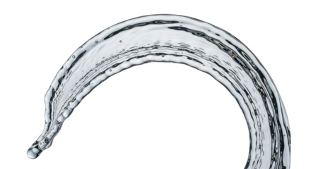 Blue water splash a dynamic splash of water forming a curved arc