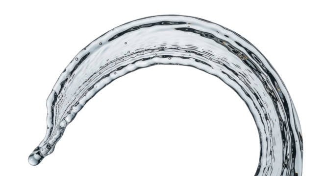 Blue water splash a dynamic splash of water forming a curved arc