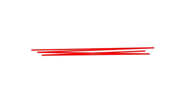 Red underline highlighter stroke animation on white background. Hand drawn marker line. Highlight effect. Underlining brush stroke. Minimalist motion graphic element for text emphasis, Titles, Editing