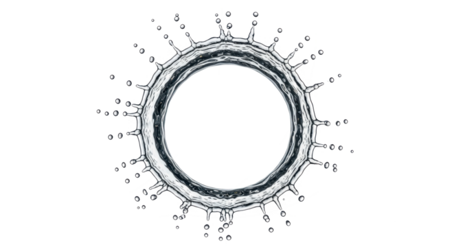 Blue water splash a detailed circular water splash forming a crownlike shape with many droplets