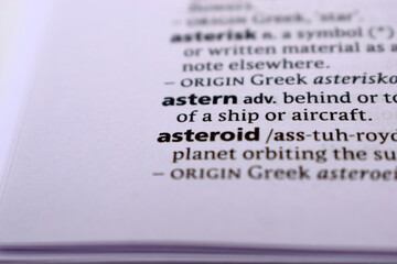 English Definition Dictionary Page Close Up Of Printed Word Of -astern