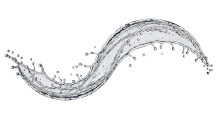 Blue water splash a dynamic sshaped splash of clear water with droplets