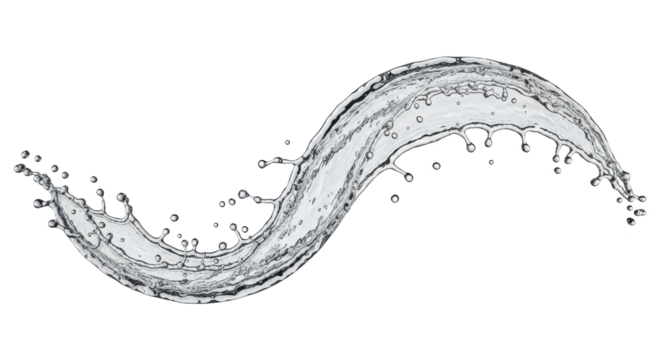 Blue water splash a dynamic sshaped splash of clear water with droplets