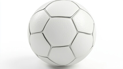 White soccer ball on a white background with subtle shadows, perfect for sports, recreation, and athletic themes.