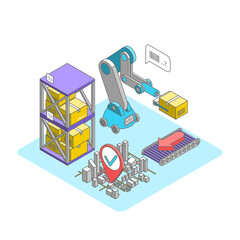 Cartoon Color Storehouse Logistics and Fast Delivery Service Concept 3d Isometric View Line Elements. Vector illustration