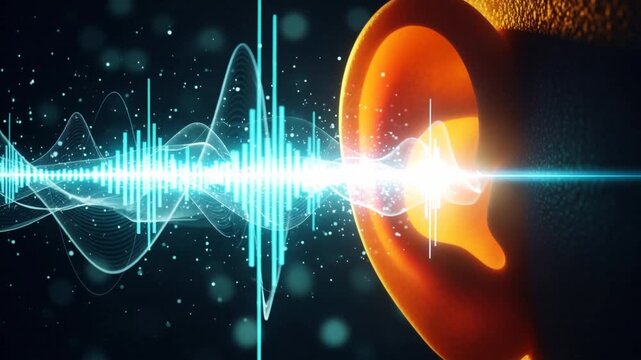 Hearing sound waves enter human ear dynamic