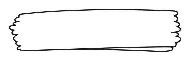 Minimalist masking tape strip with wavy edges. Hand drawn sketch banner for text or quotes. Simple black outline graphic element for design projects and scrapbooking