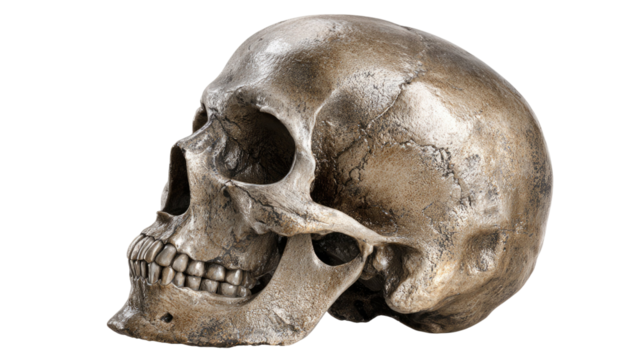  Realistic human skull with detailed bone structure isolated on white background for medical and educational purposes