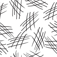 Modern abstract seamless pattern with irregular hand-drawn black lines on a white background. geometric design textile prints, wallpapers, wrapping paper,branding,digital backgrounds. vector art