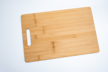Bamboo Cutting Board with Handle on White