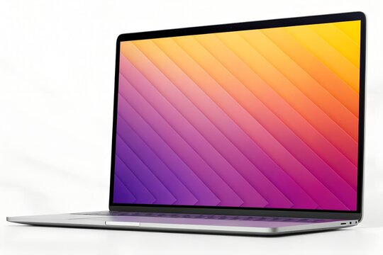 laptop with Vibrant diagonal gradient with purple pink and yellow hues abstract background