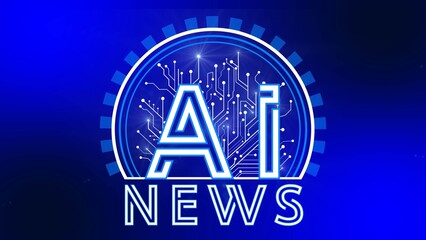 AI News - Letter Logo with circuit contact lines - creative technology design - 3D Illustration