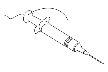 Syringe icon minimalist continuous one line art simple outline