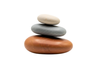Stack of three smooth, natural, balanced zen stones showing harmony and stability