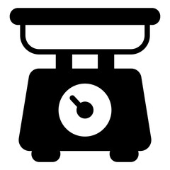 Scale with basket, display and pointer solid icon, kitchen concept. Vector graphics. c on white background, style icon mobile or web design.