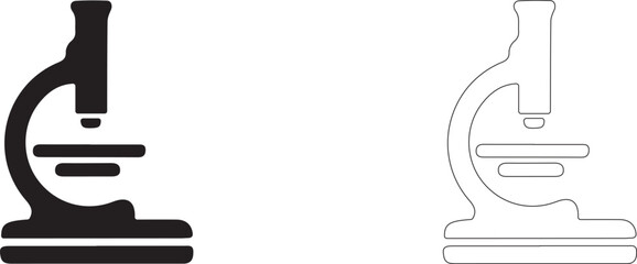 Vector silhouette of a microscope. Symbol for observing and magnifying an object.