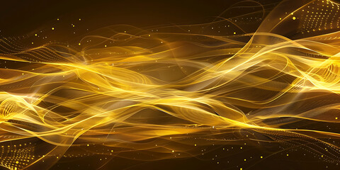 Abstract golden waves flowing with shimmering particles, creating a luxurious and dynamic background.