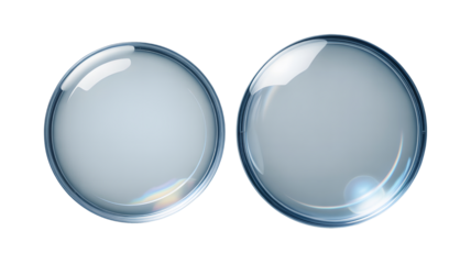 Two clear contact lenses isolated on transparent background