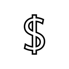 Obraz premium Illustration of a dollar sign symbol in bold outline against a white background plain and simple style