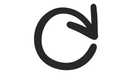 Hand drawn circular arrow icon isolated on transparent background
