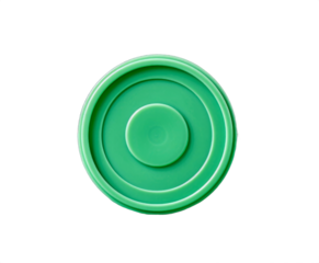 Vivid Green Circular Button with Concentric Ridges
