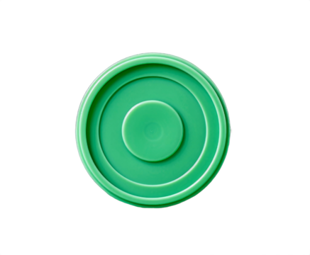 Vivid Green Circular Button with Concentric Ridges