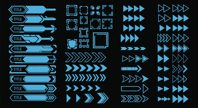 Modern HUD interface elements for futuristic design projects now available