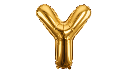 Golden letter y balloon isolated on transparent background