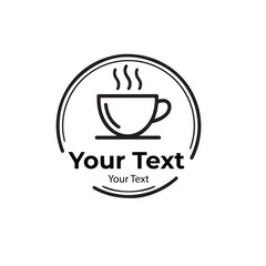 Black and White Coffee Cup Line Art Logo Design. Simple Coffee Shop Branding Emblem Vector.