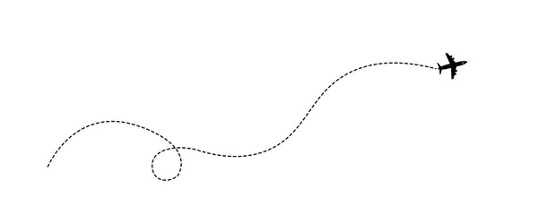 Airplane travel route illustration, airplane icons and location markers, flight path with dotted line, aviation concept, travel background design, journey map, Map address location pointer symbol.