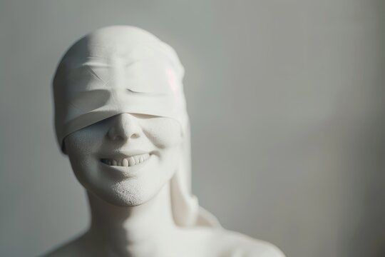 Ai nft Yolor Deepfake Studio video maker Faceless youtube channel Deepware Obsbot Lalaland Midjourney Fabula Blindfolded figure smiling peacefully, minimalist style. Abstract, serene shapes emphasize