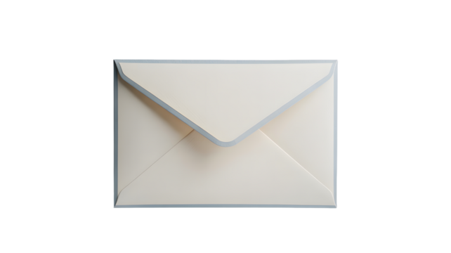 Small cream colored envelope isolated on transparent background