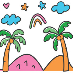  Colorful Tropical Sunset Crayon Art