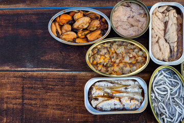 Assortment of open tin cans