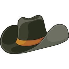 Dark Grey Cowboy Hat With Orange Band Centered on Transparent Background Ready for Western Themed Designs