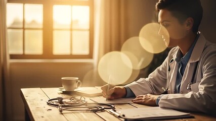 Doctor Taking Notes in Bright Office - Healthcare Professional at Work - Powered by Adobe
