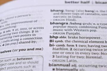 Fototapeta premium Close Up Of English Dictionary Page With Word - bhp