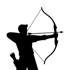 SILHOUETTE OF A MAN SHOOTING AN ARCHERY