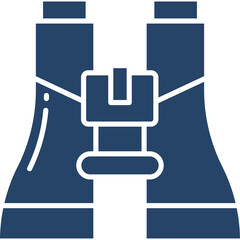 Illustration of Dark Blue Binoculars With White Outline On Transparent Background Used For Observation And Exploration