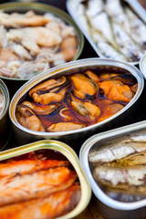 Assortment of open tin cans