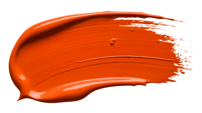 Vibrant orange paint smear isolated on transparent background - Powered by Adobe
