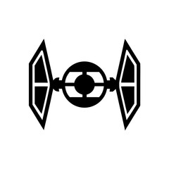 Black tie fighter silhouette isolated on transparent background