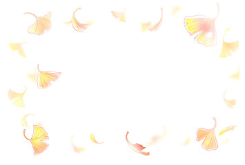 舞い散るイチョウ　横長　ポストカードサイズ