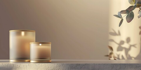 Warm glow of two lit candles creates a serene and comforting ambiance indoors