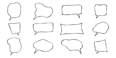 Obraz premium Set of hand drawn speech bubble Blank empty message box Textbox frame for banners, price tags, stickers, design