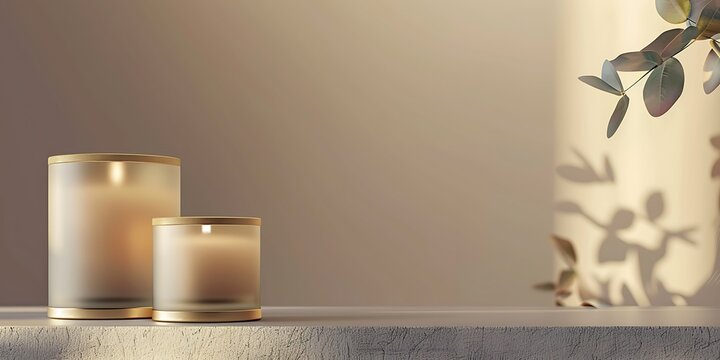 Warm glow of two lit candles creates a serene and comforting ambiance indoors