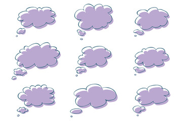 Obraz premium Set of hand drawn speech bubble Blank empty message box Textbox frame for banners, price tags, stickers, design