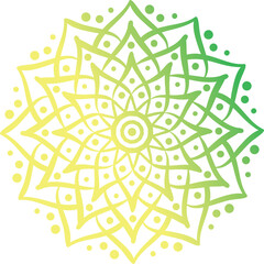 Intricate Green Yellow Gradient Mandala Art With Geometric Patterns And Circular Design Center