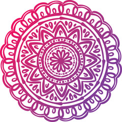Intricate Mandala Design With Pink Purple Gradient Ombre Colors And A Transparent Background Perfect For Tattoos Or Decor