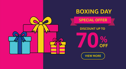 Boxing day special offer with discount up to 70 percent off gifts